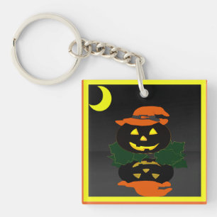 Porte-clefs Jack-o'-lantern et sa réflexion -