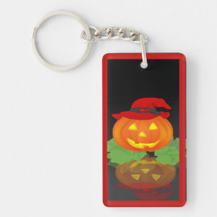 Porte-clefs Jack-o'-lantern et sa réflexion -
