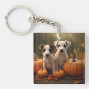 Porte-clefs Jack Russell Puppy Automne Citrouille de plaisir
