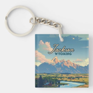 Porte-clefs Jackson Hole Wyoming Ranch Tetons Mountains Retro