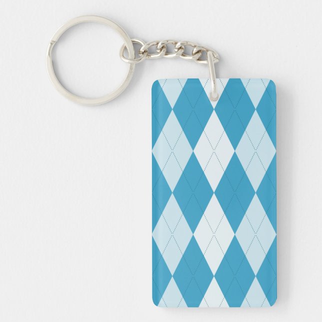 Porte-clefs Jacquard bleu Peacock Petite forme diamant (Devant)