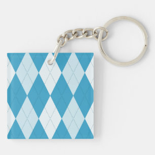 Porte-clefs Jacquard bleu Peacock Petite forme diamant