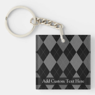 Porte-clefs Jacquard gris noir et charbon de bois