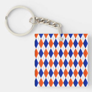 Porte-clefs Jacquard orange et bleu diamant