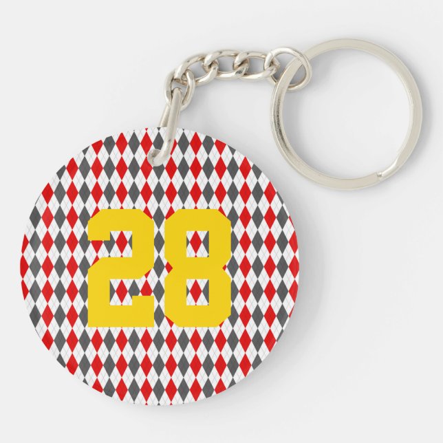 Porte-clefs Jacquard Sports Joueur NUMBER Preppy Team Amusemen (Dos)