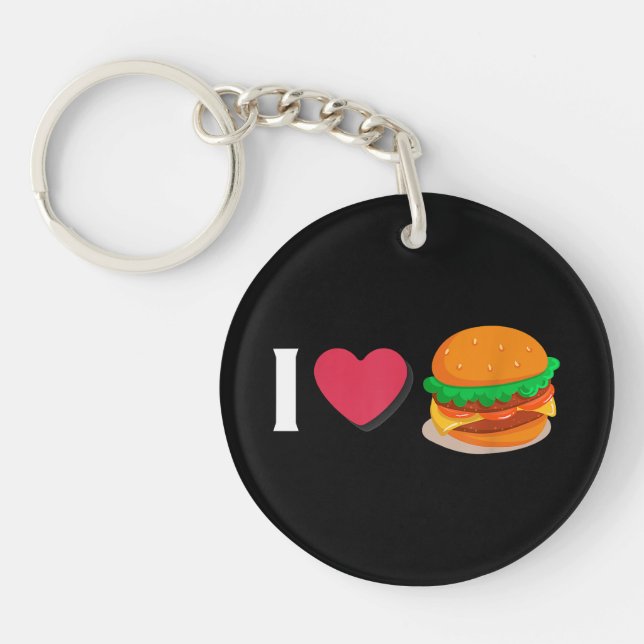 Porte-clefs J'adore Burger Cheeseburger Manger Malsain  (Devant)