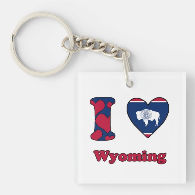 Porte-clefs J'adore le Wyoming (Devant)