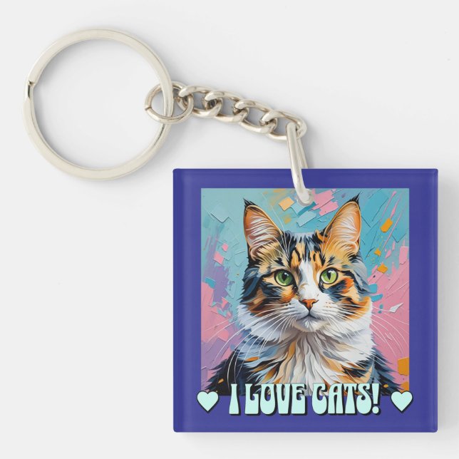 Porte-clefs J'adore les chats ! (Devant)