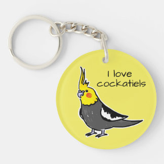 Porte-clefs J'adore les cockatiels gris normal