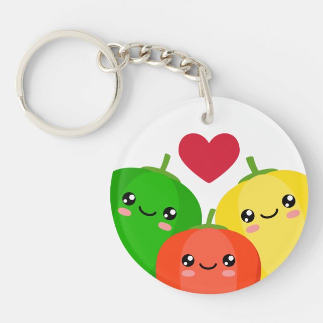 Porte-clefs J'adore les poivrons doux (Devant)
