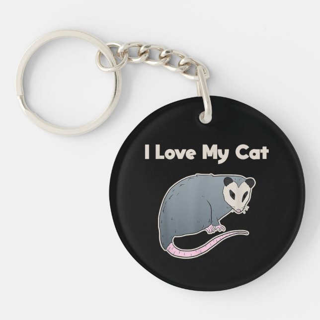 Porte-clefs J'adore mon chat drôle de sarigue (Devant)