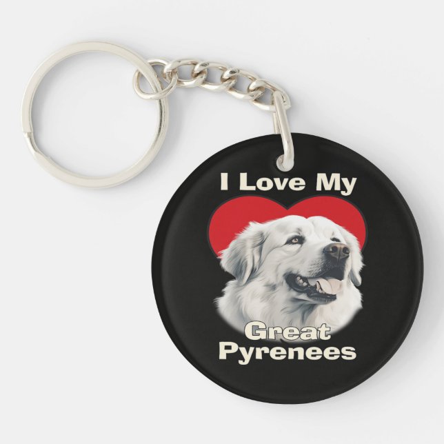 Porte-clefs J'adore mon chien des Pyrénées (Devant)