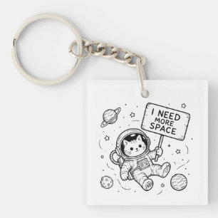 Porte-clefs J'ai Besoin De Plus D'espace Drôle Chat Astronaute
