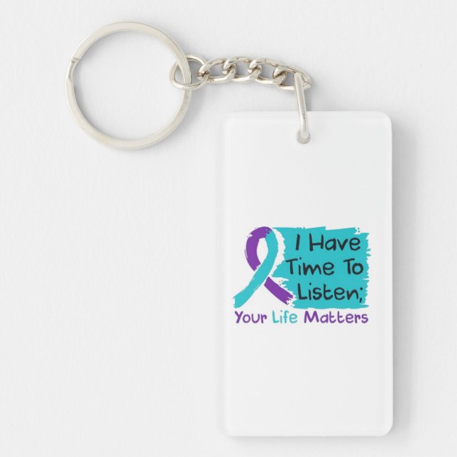 Porte-clefs 💜 J'ai le temps d'écouter ; votre vie compte (Devant)