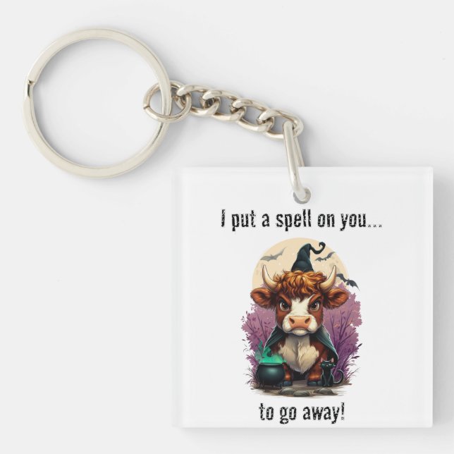 Porte-clefs J'Ai Mis Un Signe Sur Vous Grumpy Highland Cow Wit (Devant)