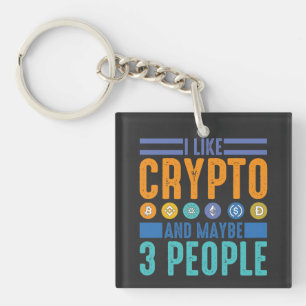 Porte-clefs J'aime Crypto et peut-être 3 personnes, Crypto Lov