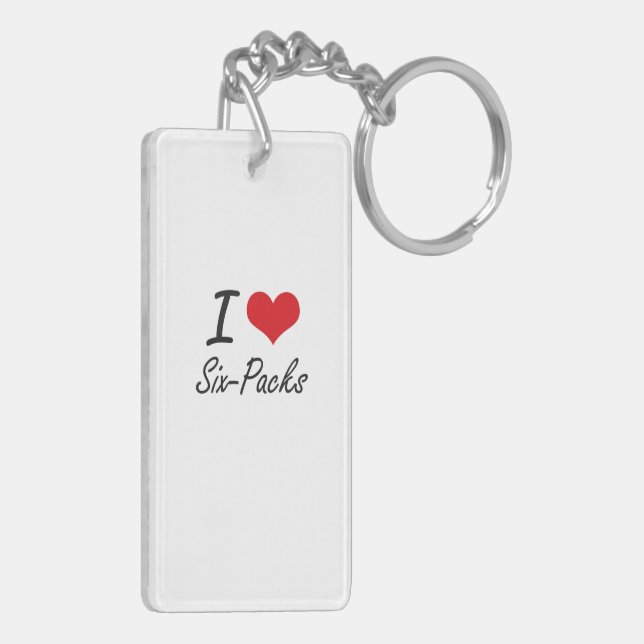 Porte-clefs J'aime des packs de six (Dos gauche)