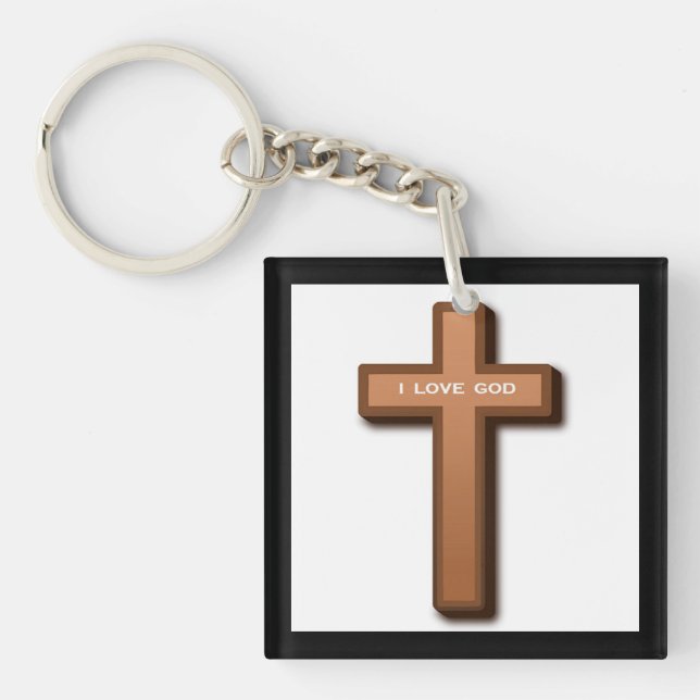 PORTE-CLEFS "J'AIME DIEU" CROIX (Devant)