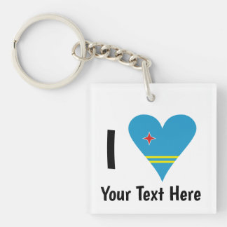 Porte-clefs J'aime (Drapeau cœur d'Aruba) Personnalisé