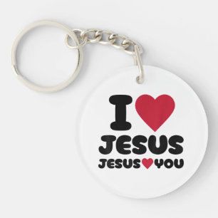 Porte-clefs J'aime Jésus et Jésus t'aime chrétien