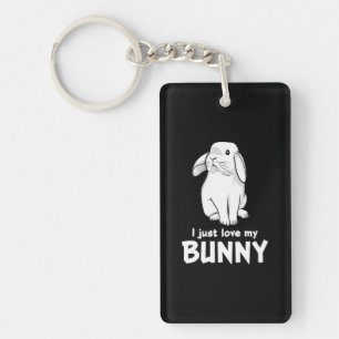 Porte-clefs J'Aime Juste Mon Lapin  Mignons lapins blancs