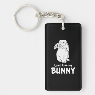 Porte-clefs J'Aime Juste Mon Lapin| Mignons lapins blancs