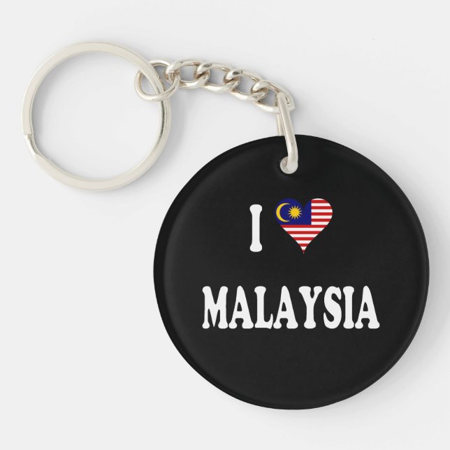 Porte-clefs J'aime la Malaisie, drapeau en forme de cœur, (Devant)