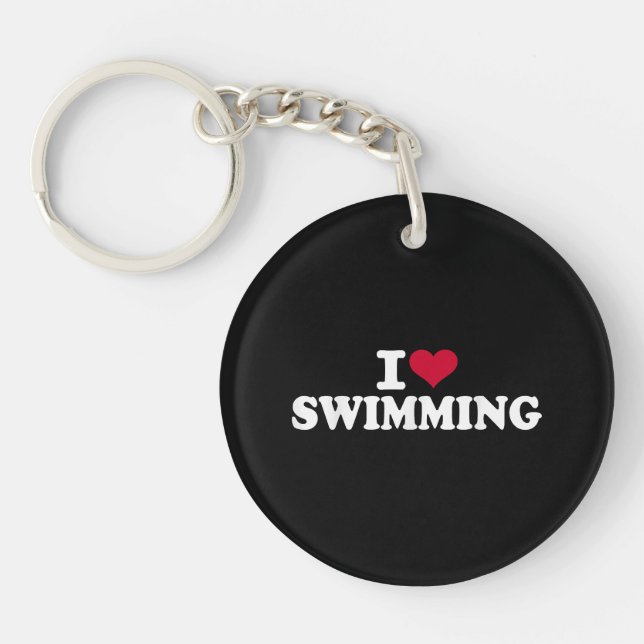 Porte-clefs J'aime la natation (Devant)