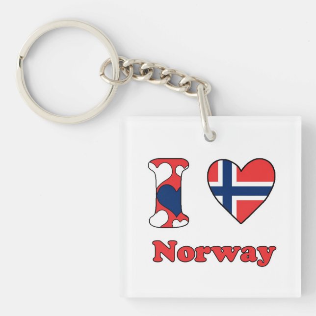Porte-clefs J'aime la Norvège (Devant)