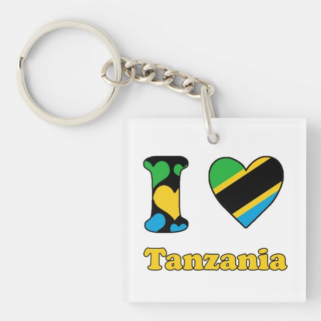 Porte-clefs J'aime la Tanzanie (Devant)