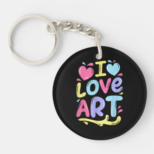 Porte-clefs J'aime l'art, cadeau de peinture colorée d'artiste
