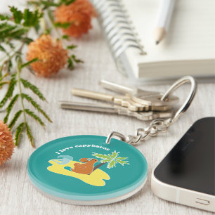 Porte-clefs J'aime l'art de plage tropical des capybaras