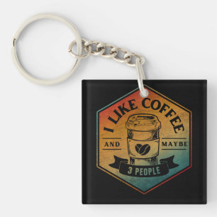 PORTE-CLEFS J'AIME LE CAFÉ ET PEUT-ÊTRE 3 PERSONNES