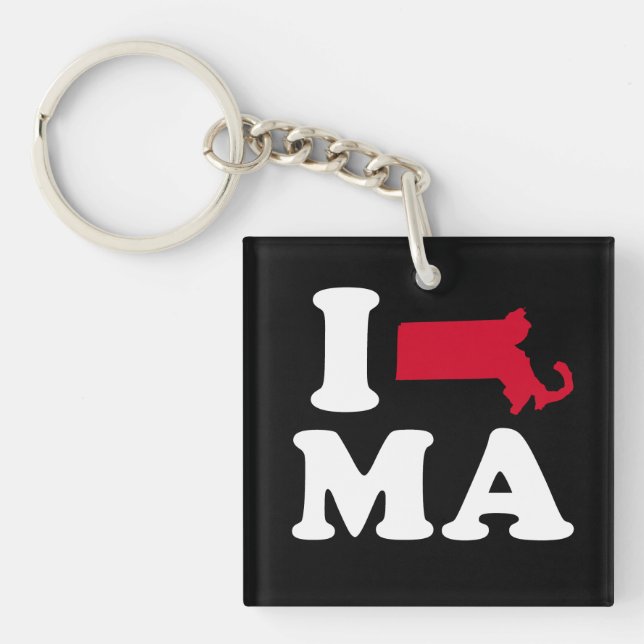 Porte-clefs J'AIME le MASSACHUSETTS - CLASSIQUE - la (Devant)