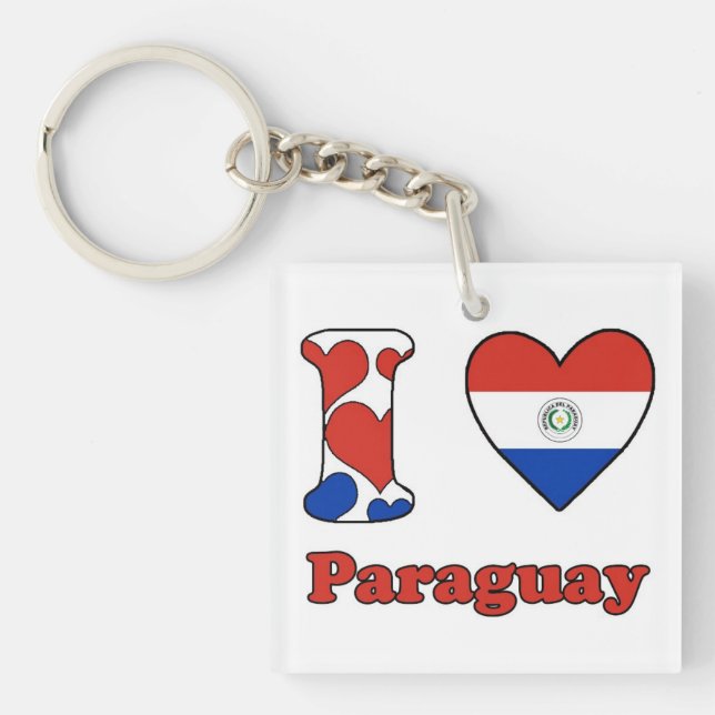 Porte-clefs J'aime le Paraguay (Devant)