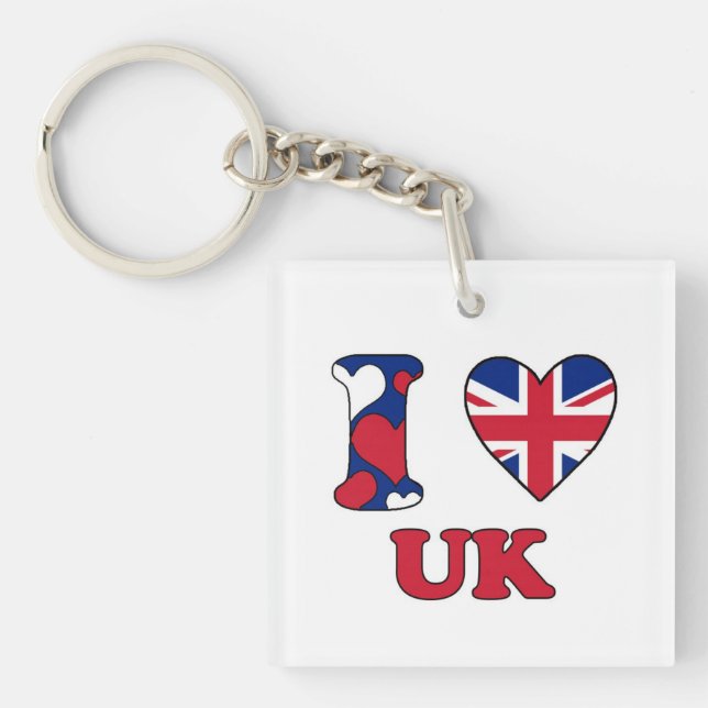 Porte-clefs J'aime le Royaume-Uni (Devant)