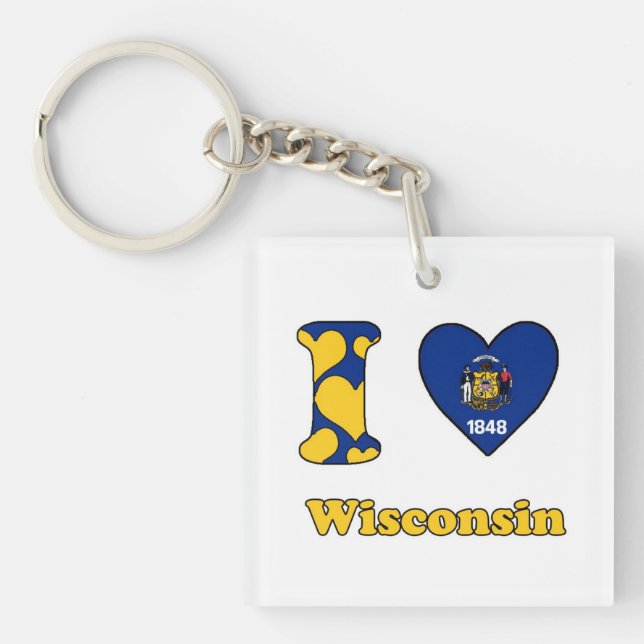 Porte-clefs J'aime le Wisconsin (Devant)
