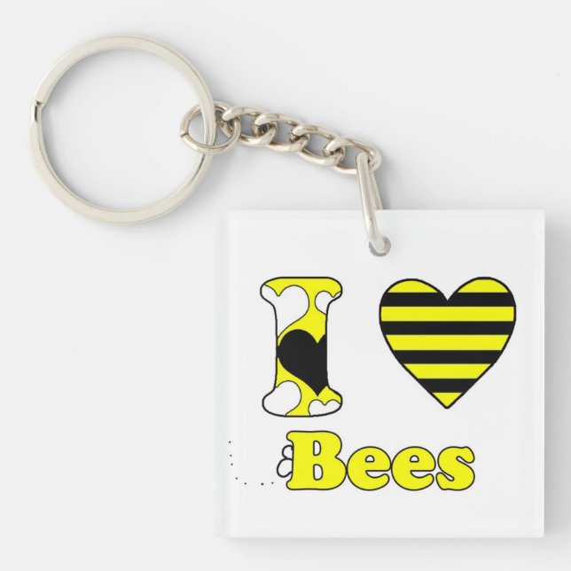 Porte-clefs J'aime les abeilles (Devant)
