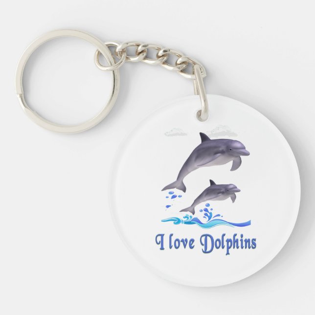 Porte-clefs J'aime les dauphins (Devant)