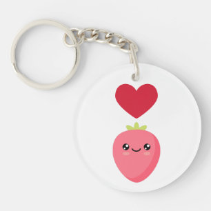 Porte-clefs J'aime les fraises