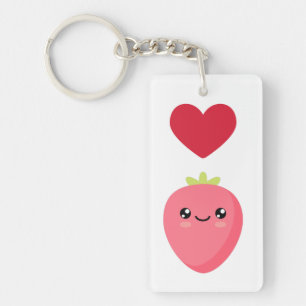 Porte-clefs J'aime les fraises