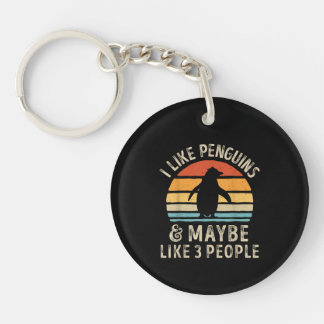 Porte-clefs J'aime les pingouins et peut-être 3 personnes Drôl