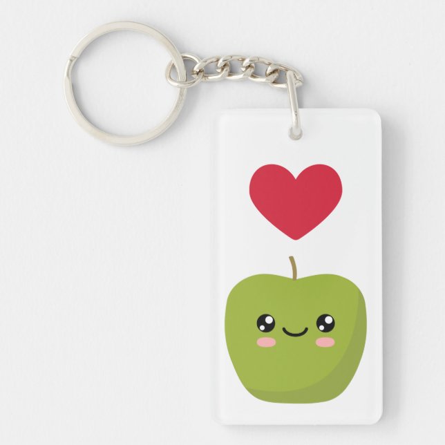 Porte-clefs J'aime les pommes (Devant)