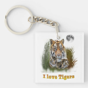 Porte-clefs J'aime les tigres