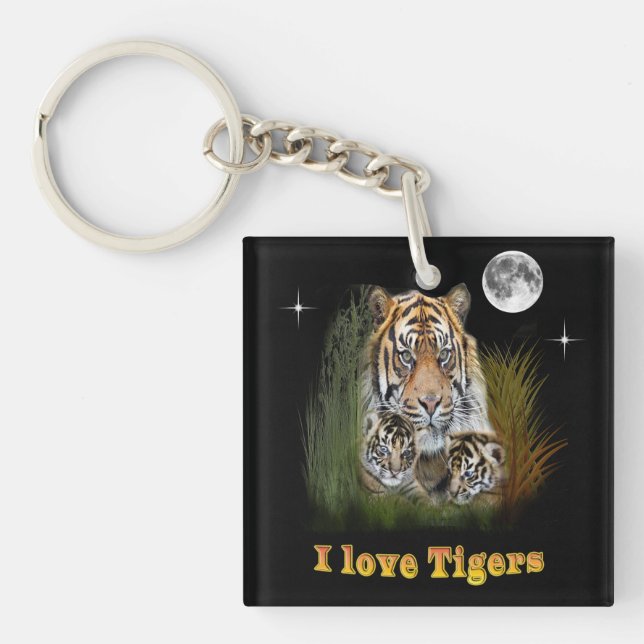 Porte-clefs J'aime les tigres (Devant)