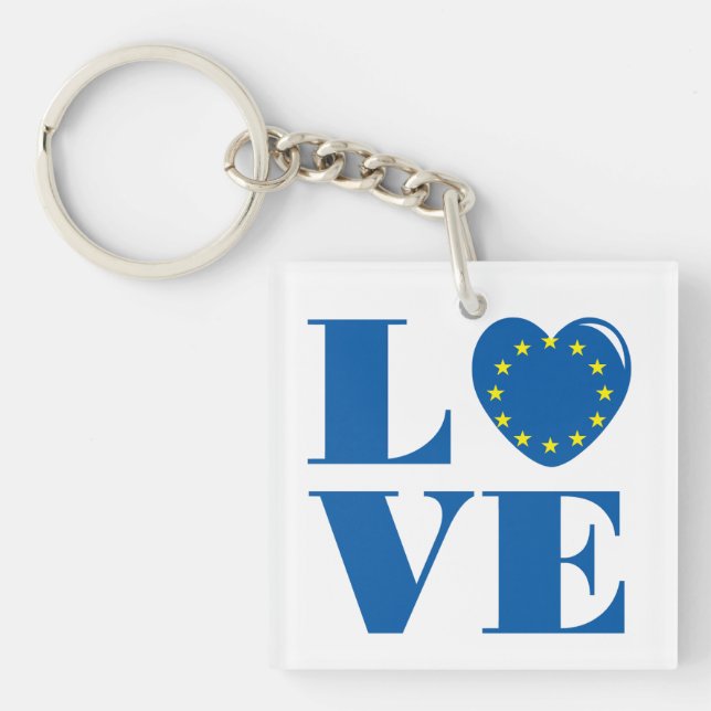 Porte-clefs J'aime l'Union européenne (Devant)