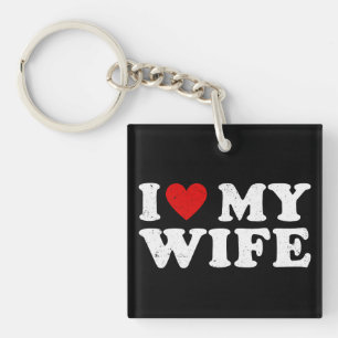 Porte-clefs J'aime ma femme Cadeau drôle rétro distressé pour