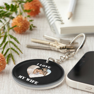 Porte-clefs J'aime ma femme coeur personnalisé photo personnal