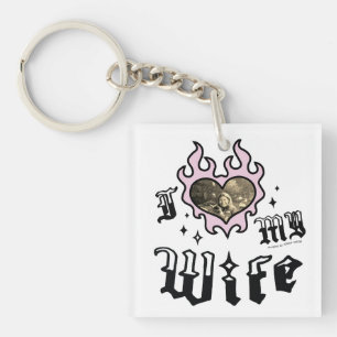 Porte-clefs J'aime ma femme - Rose - DingusDesign