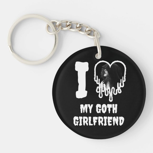 Porte-clefs J'aime ma Goth Girlfriend Drit Heart Photo (Devant)